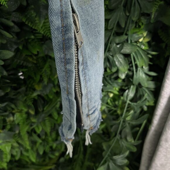 MNML jeans Men 33 Blue Denim Slim Skinny Distressed Ripped Paint Ankle Zip 2530 - Picture 6 of 11